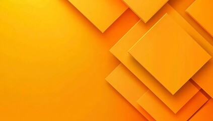 Fototapete - Vibrant Orange Geometric Background with Overlapping Squares for Modern Designs : Generative AI