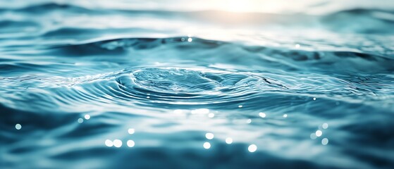 Leinwandbilder - Stunning Close Up of Blue Water Surface with Sparkle and Calm Waves : Generative AI