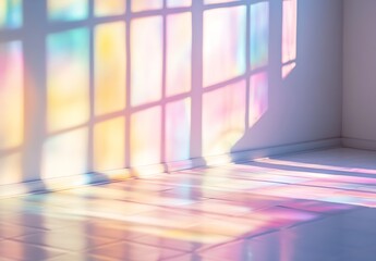 Aufkleber - Beautiful Colorful Light Reflections on Modern Interior Wall : Generative AI
