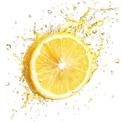 Aufkleber - Juicy Lemon Half Splashed in Clear Water Creating Beautiful Trails : Generative AI