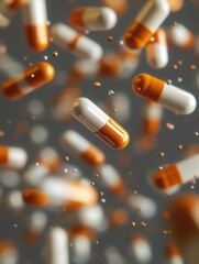 Leinwandbilder - Floating capsules captured in zero gravity with soft shadows and cinematic lighting showcasing a detailed abstract medical theme