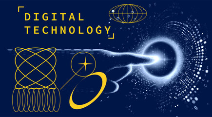 Aufkleber - technology, digital, touch, finger, glow, data, patterns, geometric, shapes, innovation, abstract, network, connectivity, futuristic, interaction, design, virtual, modern, science, data-driven, comput