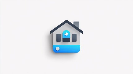 Modern Home Icon, Digital Illustration, Flat Style