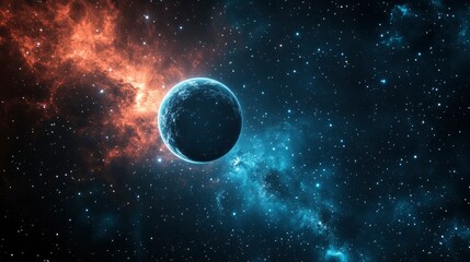 Wall Mural - celestial body a lone planet in a vibrant nebula