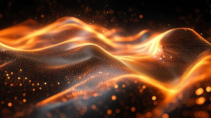 Wall Mural - abstract golden energy waves glowing particle flow background