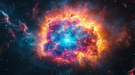 Wall Mural - cosmic nebula explosion fiery stellar collision in deep space