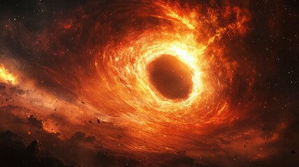 Wall Mural - fiery cosmic vortex a burning nebula in space