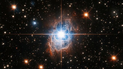 Wall Mural - brilliant star in a cosmic nebula celestial wonder