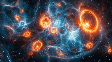 Wall Mural - celestial inferno a fractal nebula of fiery and icy energies