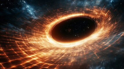 Wall Mural - glowing orange wormhole in deep space - cosmic gateway to the universe