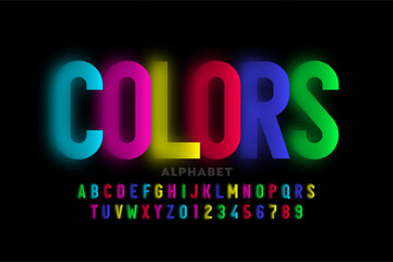 Wall Mural - colors. blurred font design, alphabet letters and numbers vector illustration