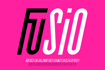 Wall Mural - modern condensed font design with ligatures, alphabet letters and numbers vector illustration
