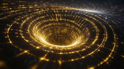 Wall Mural - golden vortex abstract representation of a black hole or wormhole