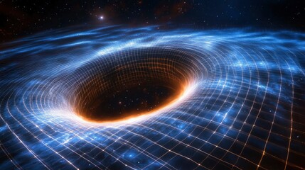 Wall Mural - wormhole in spacetime a digital rendering of a gravitational singularity