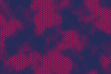Fototapete - Triangular Halftone Texture Retrowave Vector Geometric Technology Abstract Black and Red Background. Half Tone Triangles Retro Colored Pattern. Minimal 80s Style Dynamic Tech Structure Wallpaper