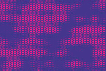 Poster - Triangular Halftone Texture Retro Wave Vector Geometric Technology Abstract Blue and Red Background. Half Tone Triangles Retro Colored Pattern. Minimal 80s Style Dynamic Tech Structure Wallpaper