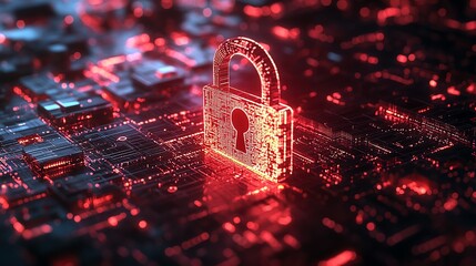 Aufkleber - A glowing abstract lock with digital code flowing through, cyber security and technology theme, intricate protection design, neon light effects, highdefinition, 8K UHD