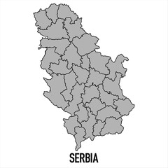  Serbia map in grey style isolated on white background. Vector illustration.