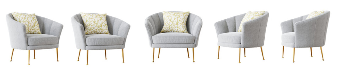 Poster - Armchair set isolated on transparent background. 3D render. 3D illustration.
