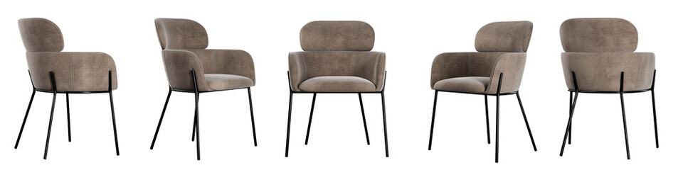 Poster - Chair set isolated on transparent background. 3D render. 3D illustration.