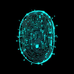 Leinwandbilder - Glowing Futuristic Circuit Board   Digital Technology Background for Intelligence and Science Fiction Concept
