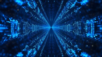 Fototapete - Mesmerizing Cosmic Tunnel of Swirling Neon Gradients and Geometric Patterns  This abstract and futuristic digital creates a hypnotic and captivating visual experience