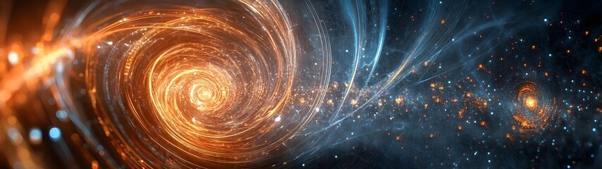 Fototapete - Mesmerizing image of a swirling dynamic spiral galaxy in the depths of the universe glowing with radiant cosmic energy and interstellar power