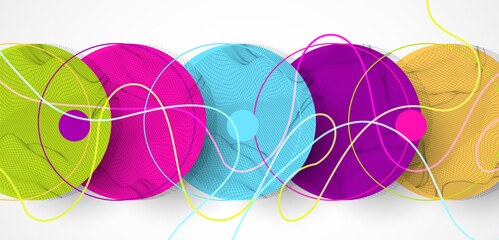 Leinwandbilder - Abstract colored background.  Wireframe circles. Modern science or technology art elements. Surface illustration. Vector.
