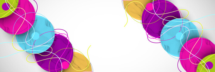 Aufkleber - Abstract colored background.  Wireframe circles. Modern science or technology art elements. Surface illustration. Vector.