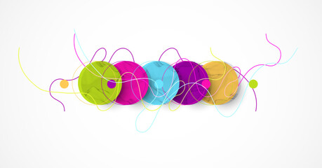 Aufkleber - Abstract colored background.  Wireframe circles. Modern science or technology art elements. Surface illustration. Vector.