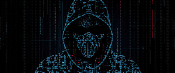 Digital vigilante lurking in shadows of cyberspace coded in lines of binary mystery
