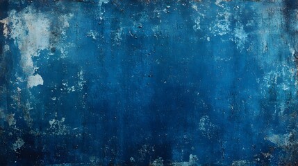 Poster - Vibrant blue abstract grunge textured background with an aged weathered wall paint effect  Moody dramatic and expressive design with muted tones colors and a rough grungy surface