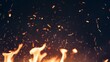 © Mainul - Fire embers particles over black background. Fire sparks dark background.