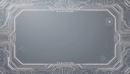 Wall Mural - abstract technology circuit board design with a central gray placeholder