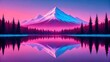 © MD - Pink and blue mountain reflection in a lake.