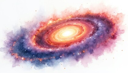 Poster - Colorful swirl galaxy astronomy. Fractal milky way vortex system with blue, teal, purple interstellar dust, stellar gas. Solar light illuminates fractal colorful shape circle with astrology zodiac