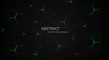 Aufkleber - Black steel mesh background with green glow lines with empty space for design. Modern technology innovation concept. vector illustration background	