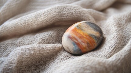 Wall Mural - a rock is on a white cloth. the cloth is folded