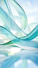 Wall Mural - dynamic fluidity: abstract ribbons of vibrant blue and aqua hues, seemingly suspended in mid-air aga