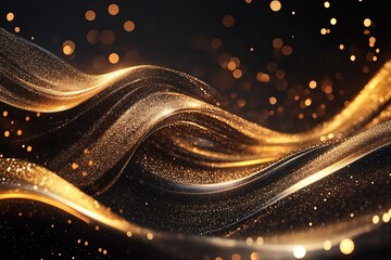 Fototapete - Stunning waves of golden light create a mesmerizing visual flow, enhancing the captivating atmosphere of the scene : Generative AI