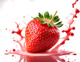 zumo de fresas y fresas, fondo transparenteççççç, hiperrealista, 4k
