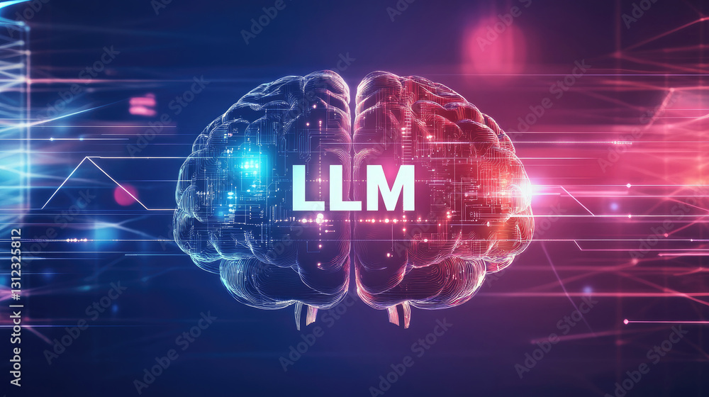 Large Language Models Brain Large Language Models, A digital representation of a brain symbolizing ...