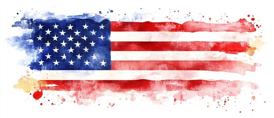 Aufkleber - Artistic representation of the American flag created with beautiful watercolor splashes and vibrant colors : Generative AI
