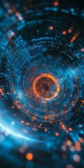 Wall Mural - A blue and orange spiral with a black background