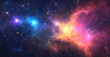 Aufkleber - Colorful starry night sky with bright nebula and cosmic clouds in deep outer space : Generative AI