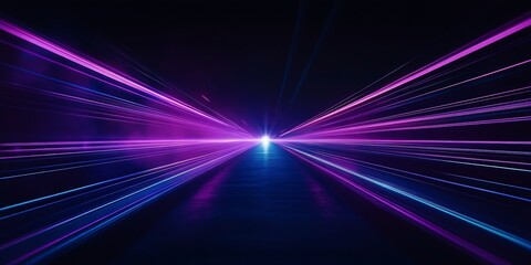 Fototapete - Powerful Light Streaks Diverging Towards a Luminous Center in the Dark : Generative AI