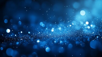 Leinwandbilder - Enchanting blue bokeh background filled with glowing orbs of light creating a mystical atmosphere : Generative AI