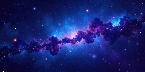 Wall Mural - Deep blues and purples of the starry night sky with twinkling lights, universe, galaxies
