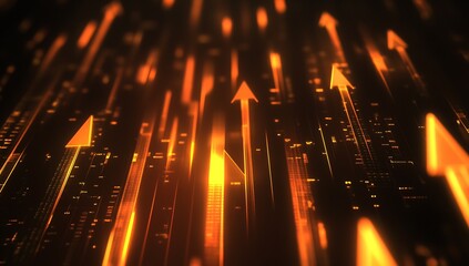 Fototapete - Dynamic Orange Background with Arrow Graphics Representing Growth Trends in Business and Financial Markets : Generative AI