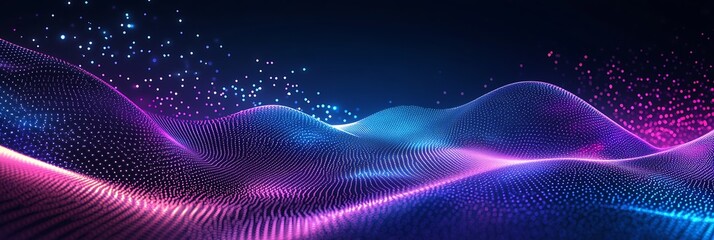 Poster - Stunning abstract digital waves blending colors and lights creating an ethereal and captivating environment : Generative AI